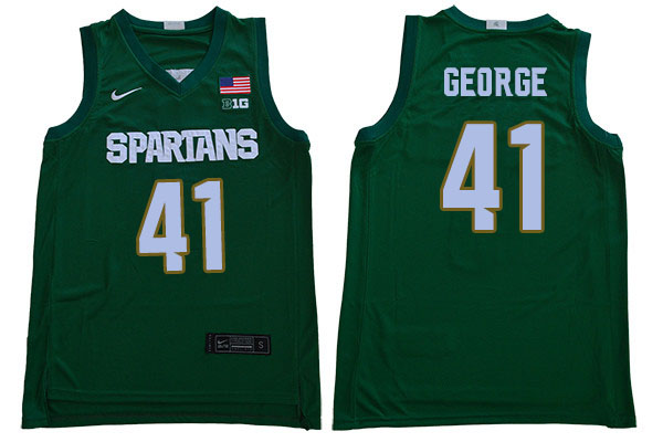 2019-20 Men #41 Conner George Michigan State Spartans College Basketball Jerseys Sale-Green